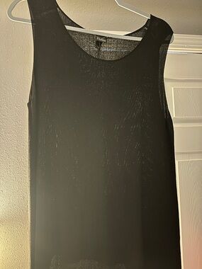 Eileen Fisher Sheer Black Sleeveless Shell Top Blouse XL NWOT